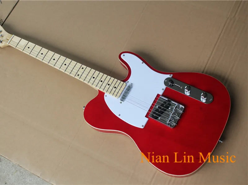 

6-String Electric Guitar,Red Color Body,Maple Fingerboard,22 Frets,White Pickguard and White Binding and can be Customized