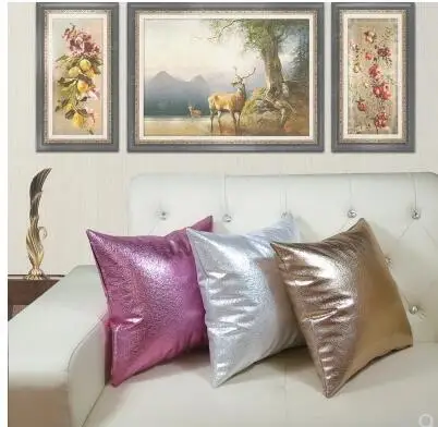 European post-modern shiny double-sided metallic PU cushion cover immitation leather pillowcase backrest pillow covers indoor | Дом и сад