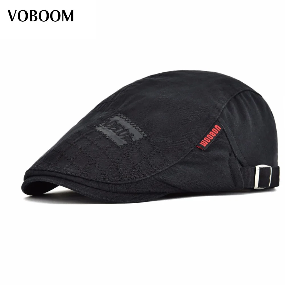 VOBOOM Cotton Beret Men Women Casual Solid Ivy Flat Cap Spring Summer Large Head Size Adjustable Boina Hats