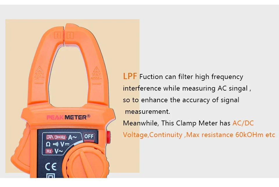 PEAKMETER PM2018S Портативный Смарт AC Цифровой клещи мультиметр переменного тока Сопротивление напряжения непрерывность измерения тестер