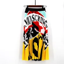 Сексуальная модная женская плиссированная юбка эластичная юбка с рисунком Женская весенне-летняя миди юбка трапециевидная длинная юбка для женщин