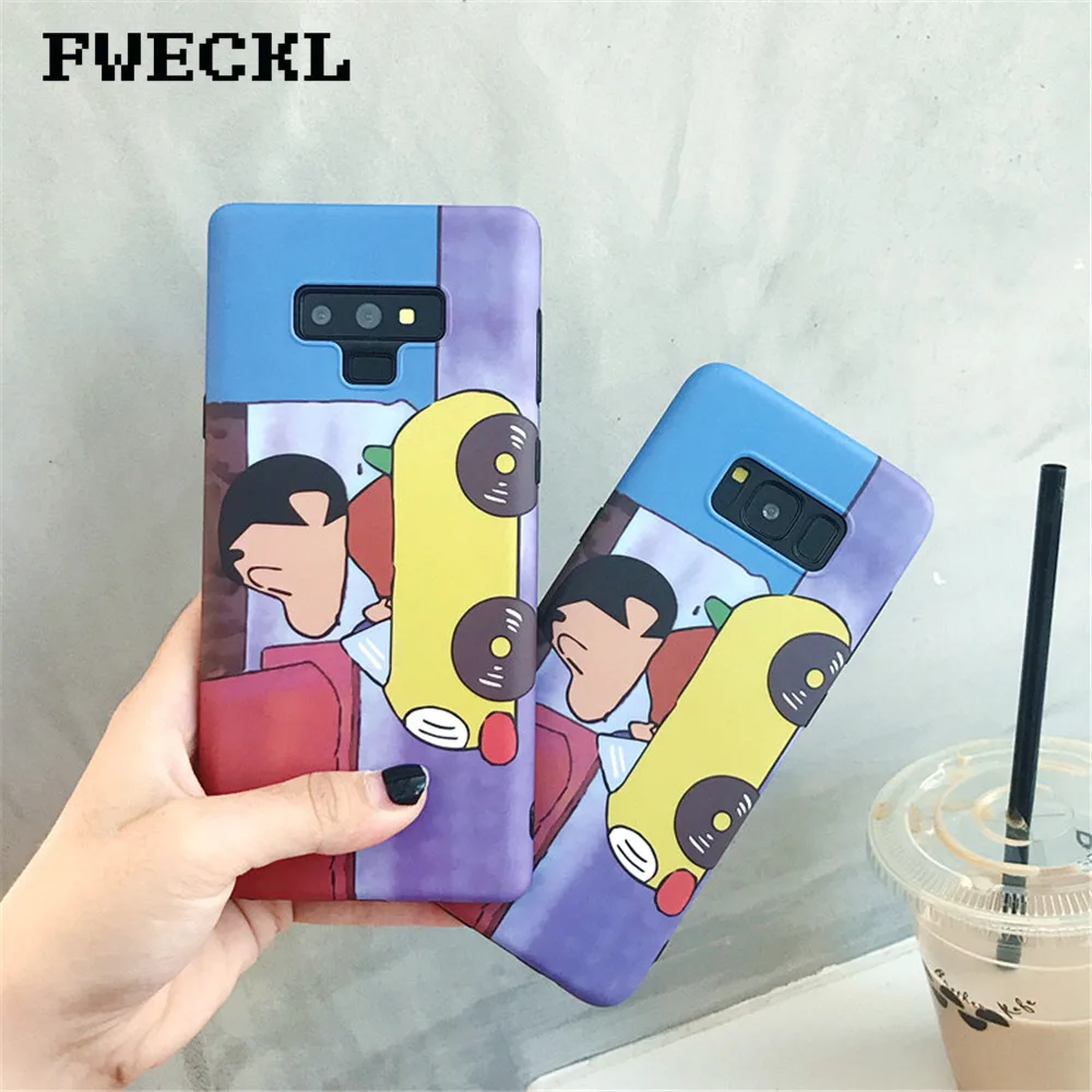 

Cute Cartoon character Crayon Shinchan Phone Case For Samsung Galaxy Note 8 9 S7 Edge S8 S9 Plus Matte Soft IMD Silicon Cover