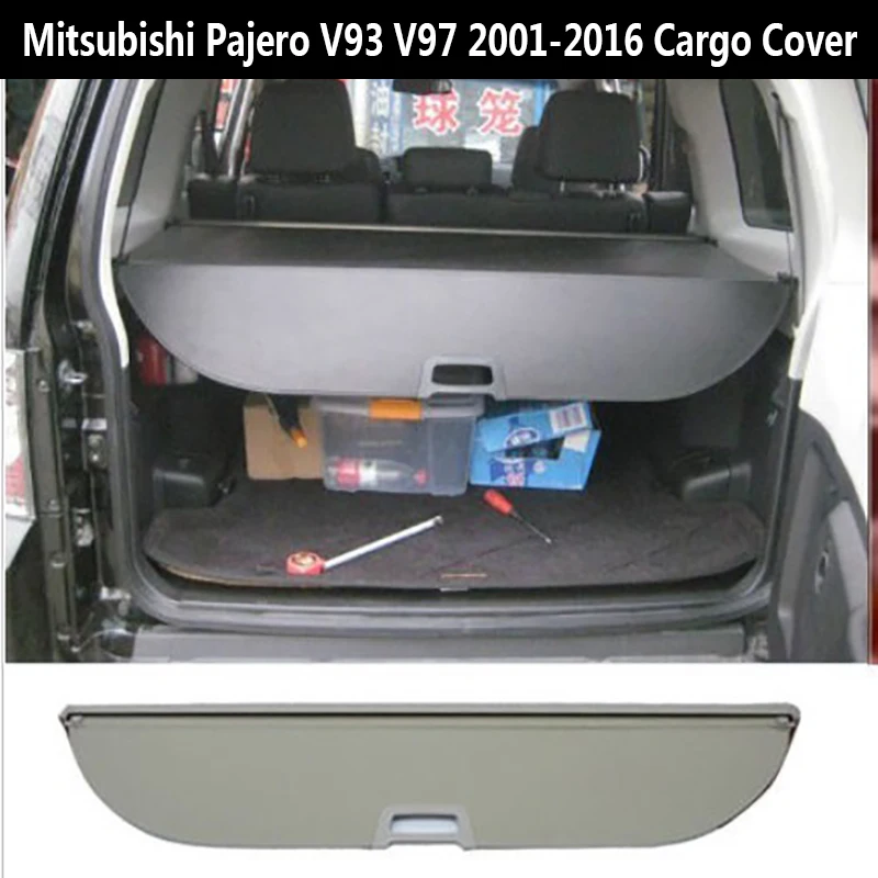 

For For Mitsubishi Pajero V93 V97 2001-2016 Rear Cargo privacy Cover Trunk Screen Security Shield shade (Black, beige)