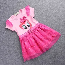 2017 little girls new fashion color gauze dress girl tutu dress My pony kids cartoon princess baby lace sequin dress clothes