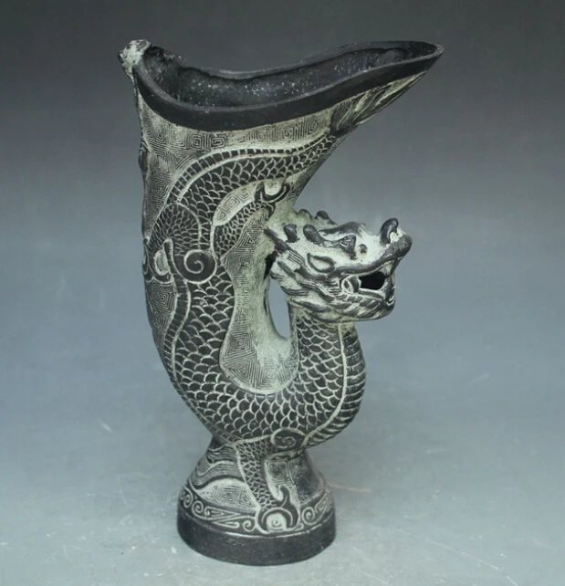 

Chinese old bronze ware dragon leading wine goblet Home Furnishing decoration bronze factory outlets