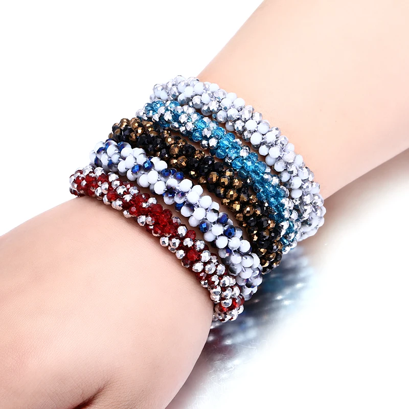 Boho эластичные браслеты и браслеты для женщин Многоцветный ручной работы Хрустальные стеклянные бусины браслеты