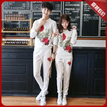 

KJ253 Autumn Korean Edition Couple Clothes Sets For Women Female Two Piece Couples Set Tracksuits For Women Top Coat And Pants