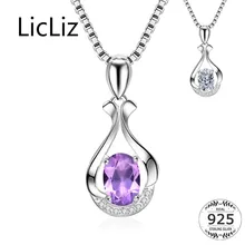 LicLiz 925 Sterling Silver Purple Cusion Necklace Pendant for Women Crystal DIY Pendant Paved Zircon White Gold Jewelry LN0417 elegant crystal zircon pendant necklace silver white red