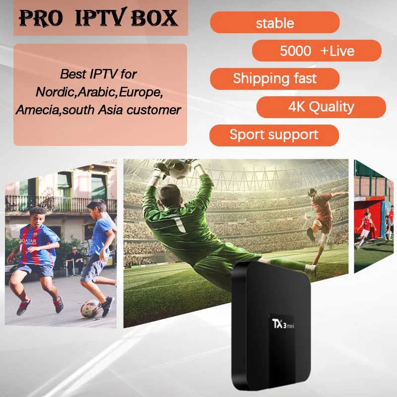 

Pro IPTV Subscription 5000Live+TX3Mini Android TV Box Amlogic S905W 2G/16G Wifi 4K HDMI 2.0 Set Top Box Nordic Netherlands IPTV