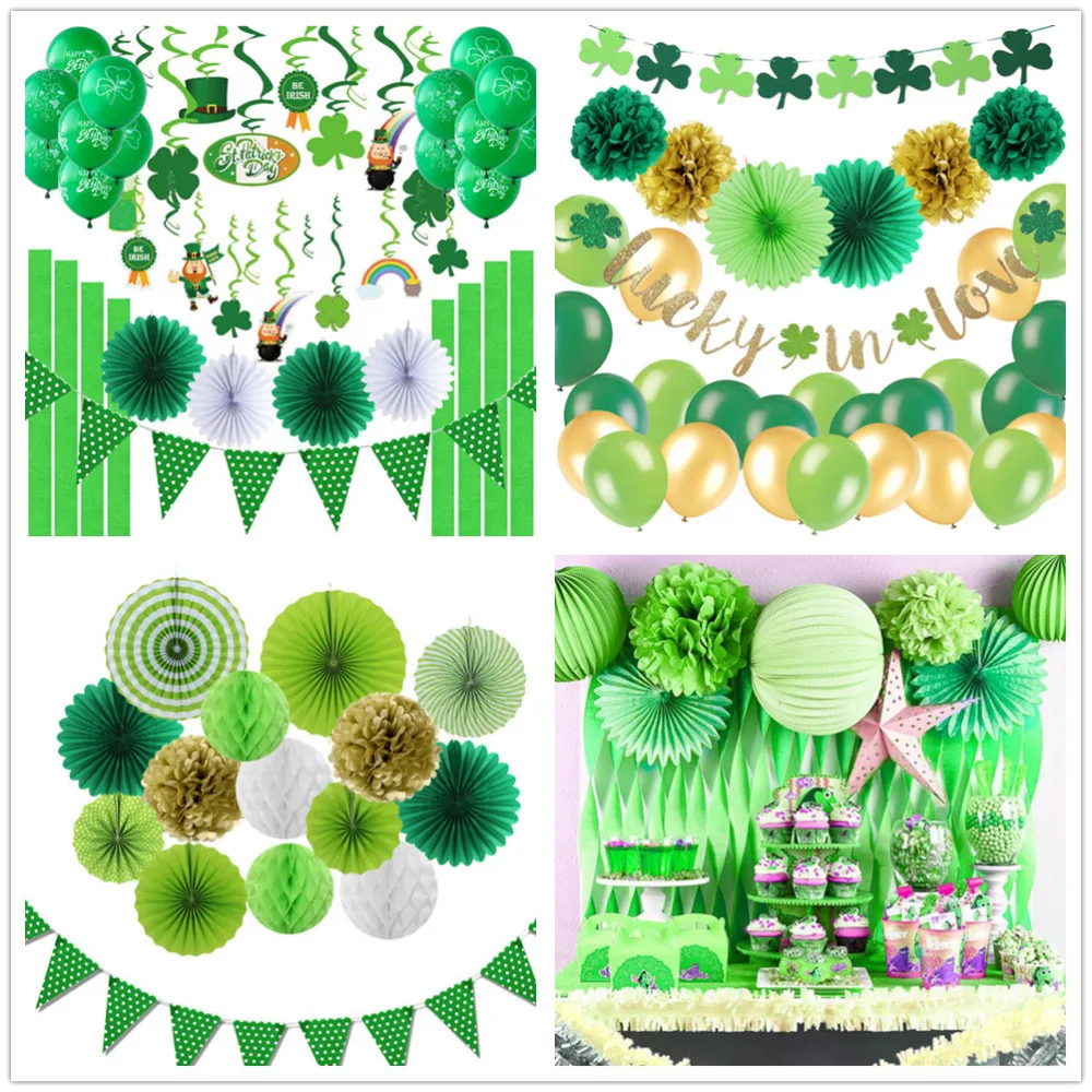 День Святого Патрика украшения счастливый Шарм Зеленый Клевер шамрок Swirl латексные воздушные шары для ирландского веселья Вечерние торжества