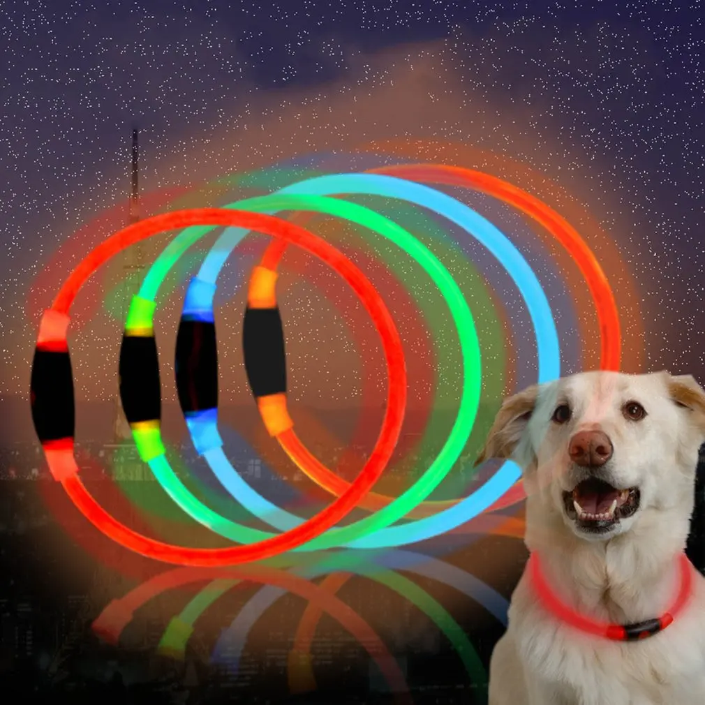 Нейлоновый светодиодный ошейник для собак, ночная безопасность, мигающий светится в темноте, поводок для собак, ошейник, люминесцентные ошейники