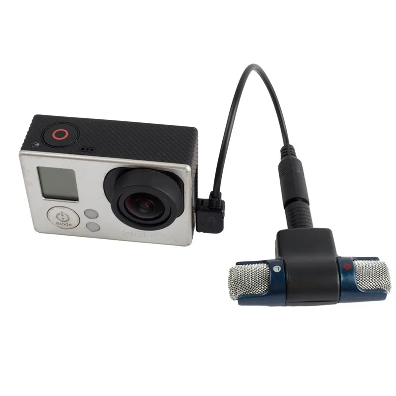 

External Stereo Mic Microphone with 3.5mm to Mini USB Micro Adapter Cable For GoPro Hero 3 3+ Plus 4 AEE Sporting Camera Mic
