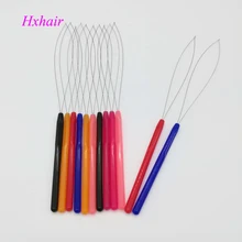 50 шт пластиковые ручки Threader/проволока из нержавеющей стали/тянущиеся микро кольца со звеньями/инструменты для наращивания волос