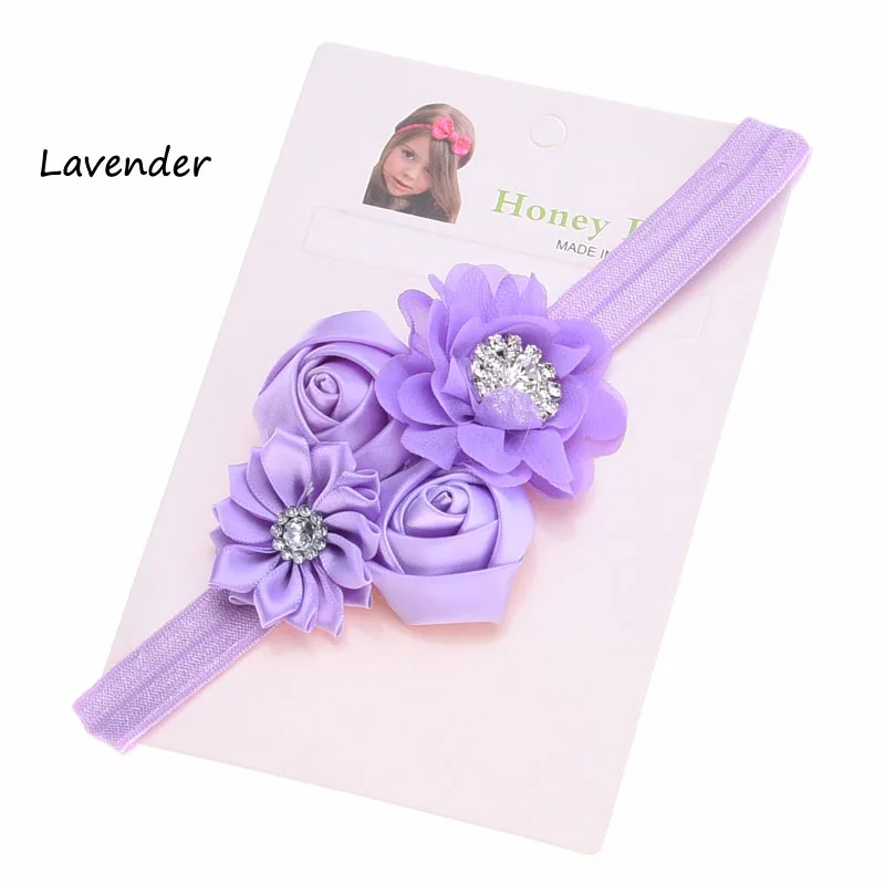 1 шт. повязки с бантом для новорожденных, с розочками, цветочный ободок для волос подарок на крестины цветок бант для волос, бутик и повязка на голову - Цвет: Lavender