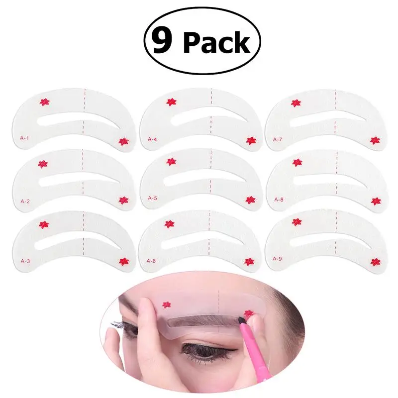 

9pcs Fashion Easy Magic Eyebrows Makeup Styles Stencil for Eyebrow Pattern Pattern Make Up Tool Shape for Eyebrow Templates