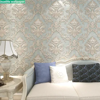 

European amask flowers pattern striped wallpaper bedroom living room dining room hotel TV background wall decoration wallpaper