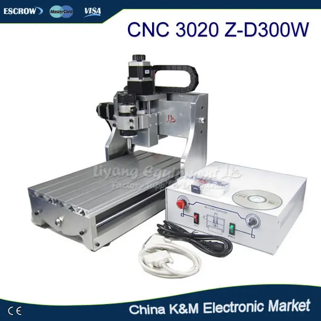 

Free shipping CNC 3020 Z-D300 engraving machine wood drilling router ball screw with300W spindle