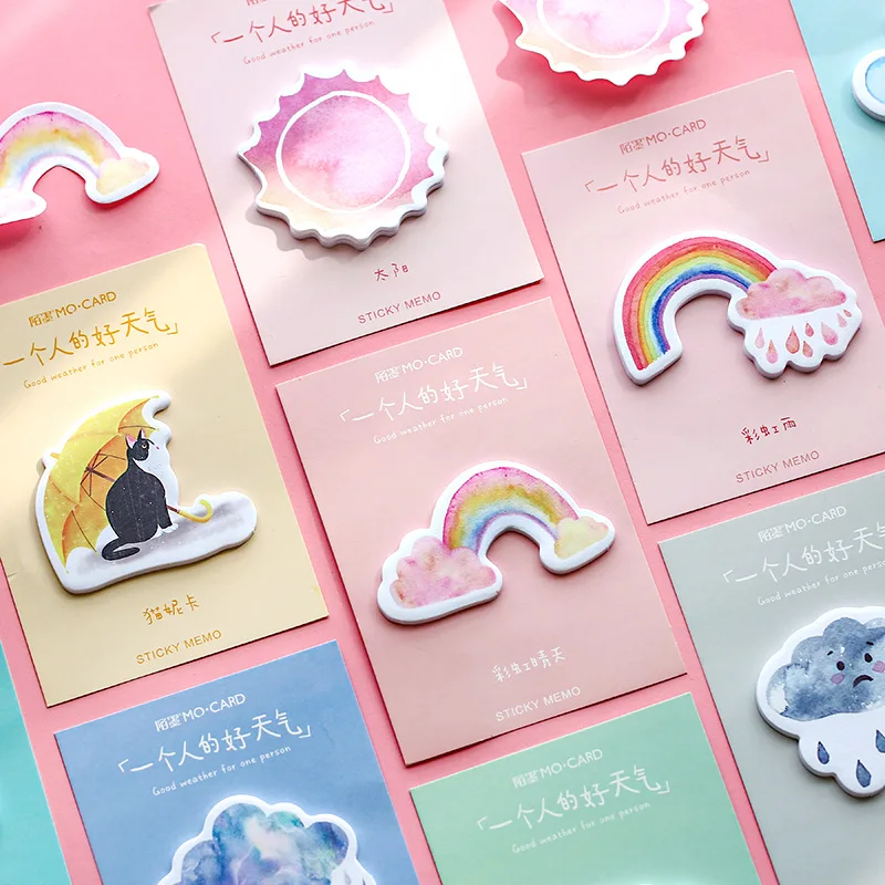 

Weather Rainbow Cat N Times Memo Pad Cute Cloud Self-Adhesive Sticky Notes Bookmark Stationery Label Notepad School Supplies