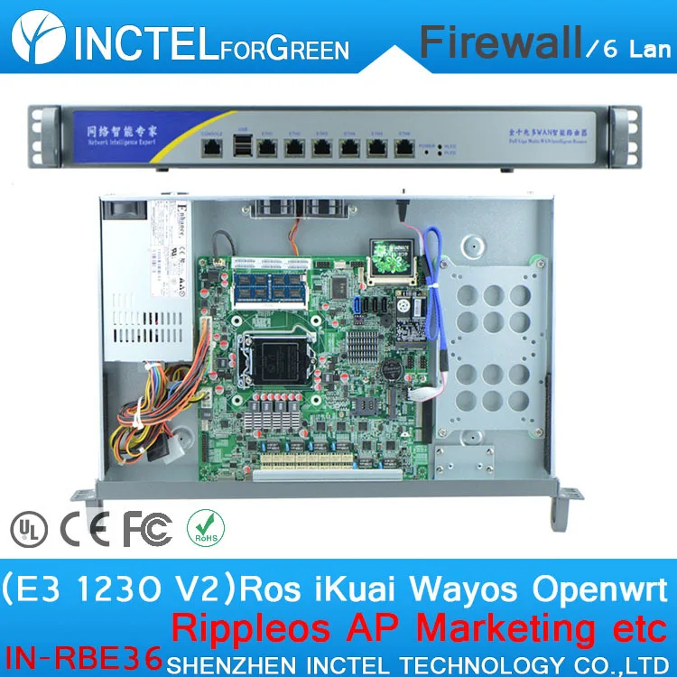 ROS 6 Gigabit Flow Control ITX Firewall Server with E3 1230 V2 CPU 1000M 6 82574L