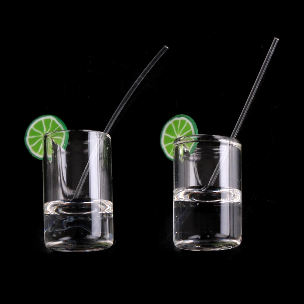 

2PCS 1:12 Dollhouse Cups Toy Miniature Mini Lemon Water Cup Mini Decoration Gifts Resin Doll houses