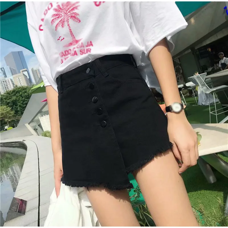 80 S 90 S Plus Размеры 4XL 5XL деним Для женщин короткие джинсовые юбки летние Карманы пуговицы женские с высокой посадкой классические женские уличная