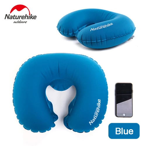 Naturehike, легкая надувная подушка, переносная u-образная подушка для кемпинга, путешествий, самолета, аэроса, воздушная подушка, 9 цветов - Цвет: Blue