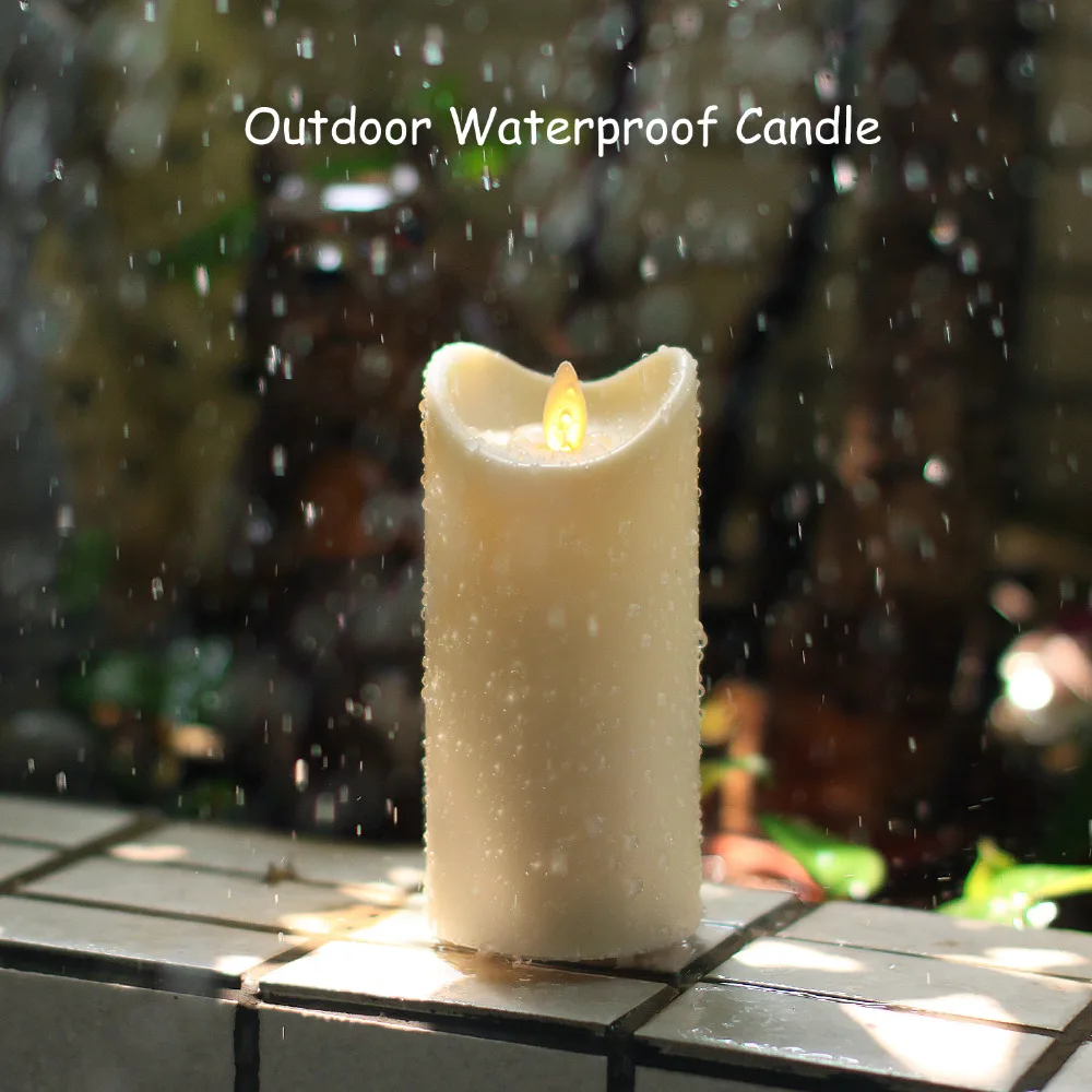 Waterproof Candle,Dancing Flame Flickering Candle Light with Timer, Battery Operated for Outdoor