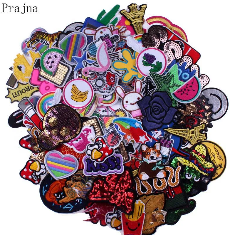 

Prajna 20 Pieces Mixed Stickers 3D DIY Garment Badge Patch to Cloth Accessory Sewing Embroidery Ironing Sequins Applique Decor D