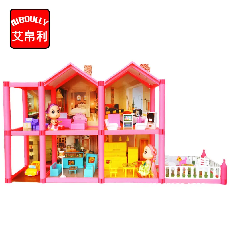 

AIBOULLY NEW DIY dollhouse assemble villa plastic Miniatura Doll House Furniture 3D Miniature Dollhouse Toys Gits for girls