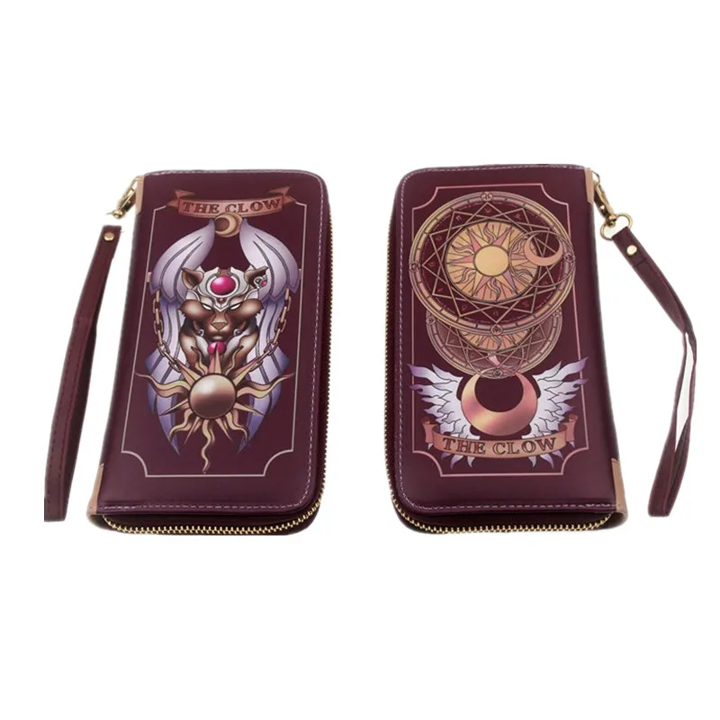 

New Anime Card Captor SAKURA Long Wallet Zipper Around Coin Purse Cartoon Women Girls Cluth Billfold With Chain