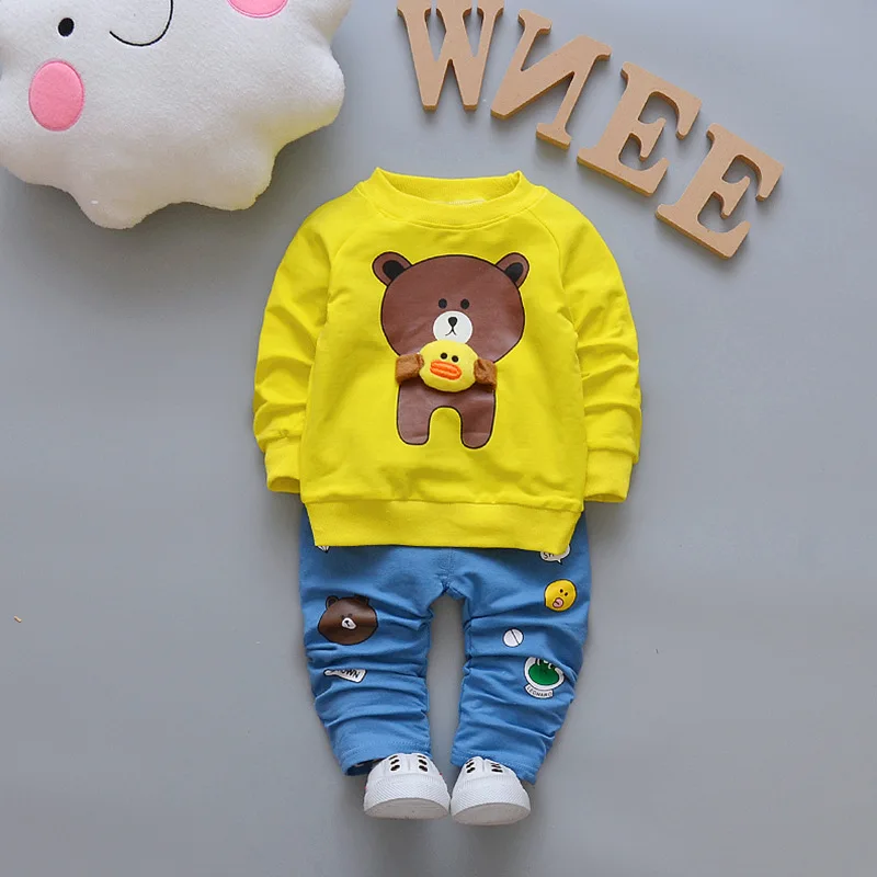 BibiCola toddler Boy's clothing sets spring Baby Sets cotton Infant  tracksuits Kids sport cartoon bear coats+pants 2pc suit