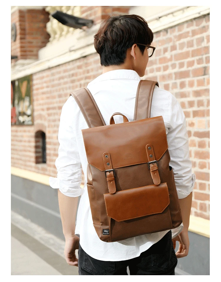Мужской кожаный рюкзак большой емкости, молодежный рюкзак для путешествий, школьная сумка для книг, мужской повседневный рюкзак через плечо, сумки