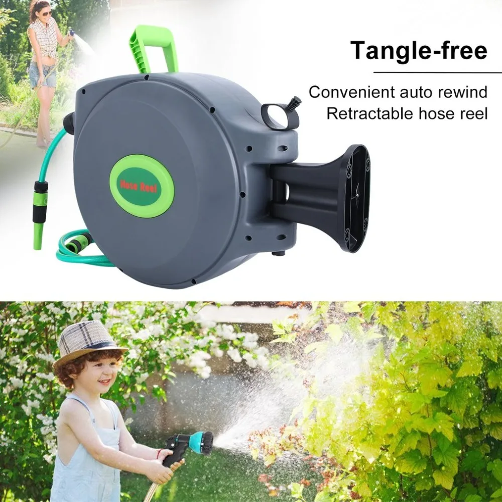 

New 180 Degree Rotatable Compressed Air Hose Reel 20M UV-Resistant Wall Mounted Automatic Hose Reel Garage Workshop Accessories