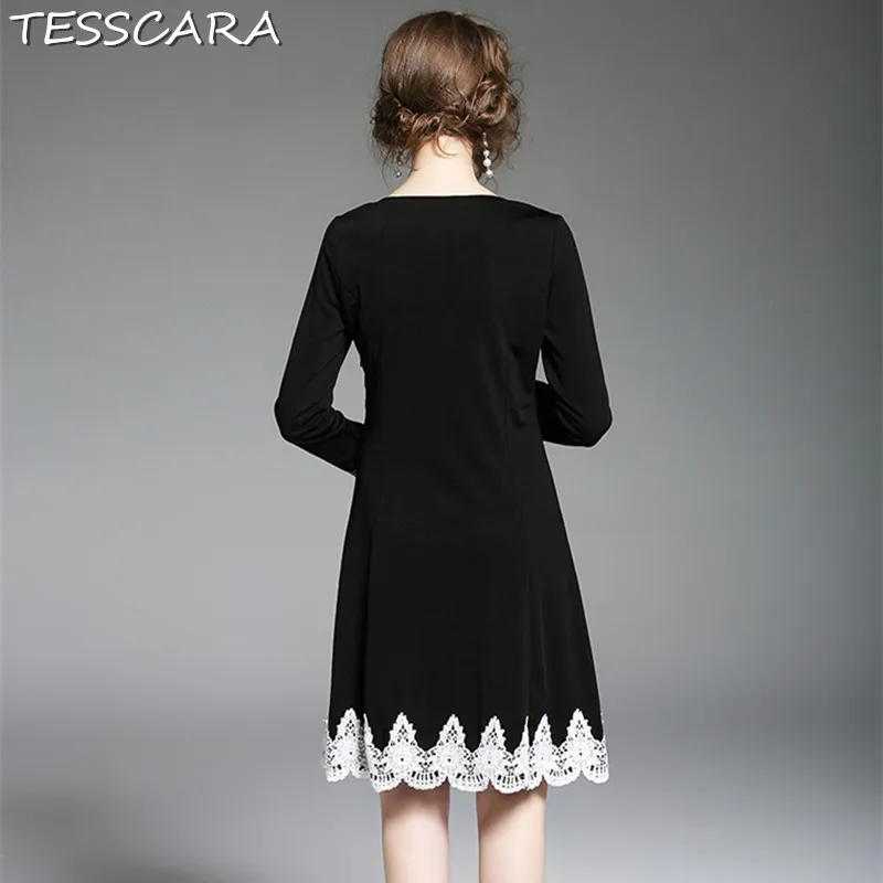 Tesscara Новинки для женщин модная тонкая деловая модельная одежда Festa женский высокое качество Винтаж кружевные дизайнерские платья элегантные вечерние Robe Femme