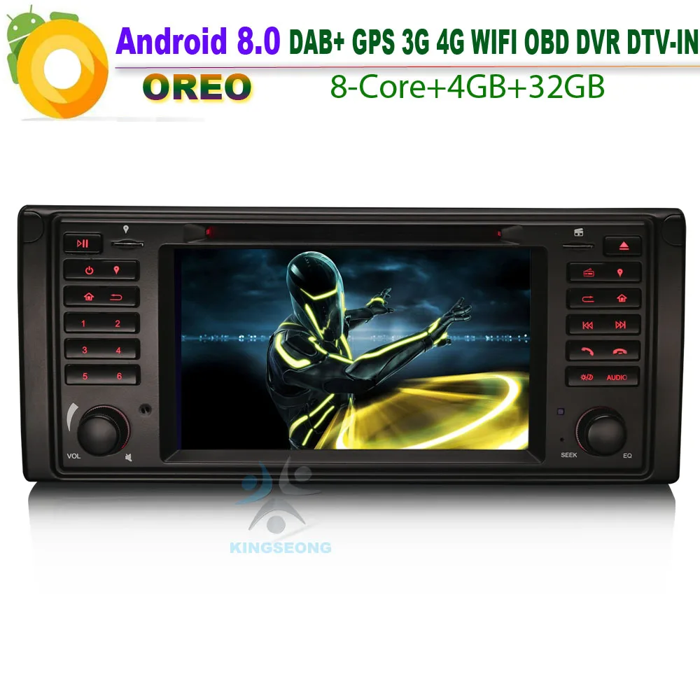 Discount Android 8.0 Car Stereo GPS WiFi DAB+ DVR OBD SatNav CD WiFi USB DVR Radio RDS BT Car DVD player For BMW 5 Series E39 E53 X5 M5 0