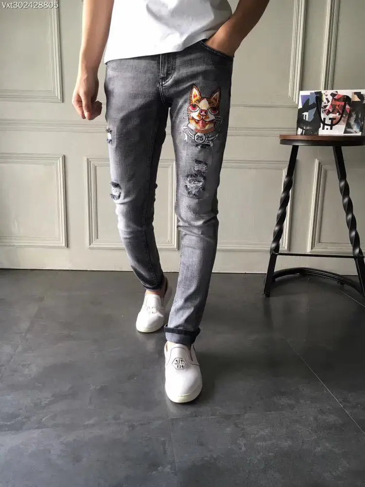 WA06141BA         Fashion Men's Jeans 2018 Runway Luxury Brand European Design party style Men's Clothing