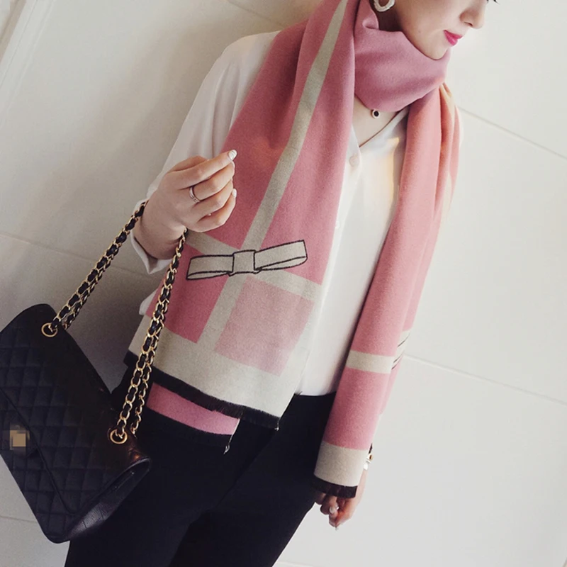 Goedkoop Hoogwaardige Vrouwen Kasjmier Sjaal Dames Lange Strik Sjaal Dikke Warme Pashmina Merk Designer Sjaal Vrouwen Wraps