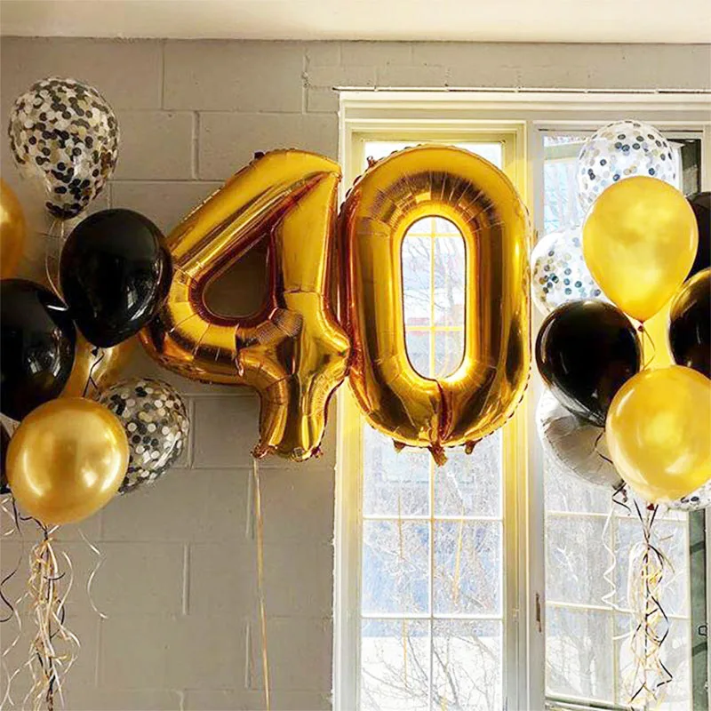2 шт 32/40 дюймов розовое золото номер 40 фольга шары для взрослых 70th День рождения