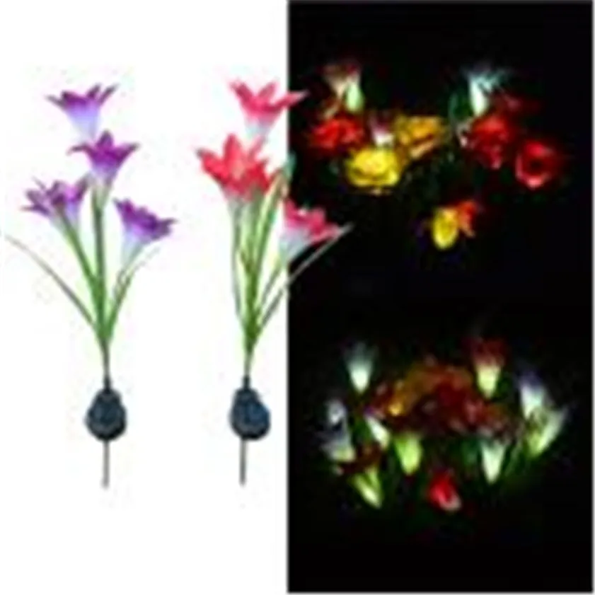 

CARPRIE 2017 Super 4 heads solar lantern LED decorative outdoor lawn lamp 4 flower lily garden lamp Drop shipping