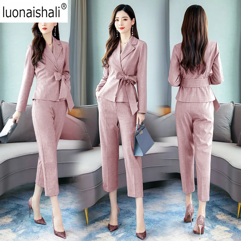 2019 Autumn pant Suit Elegant Lady Work 