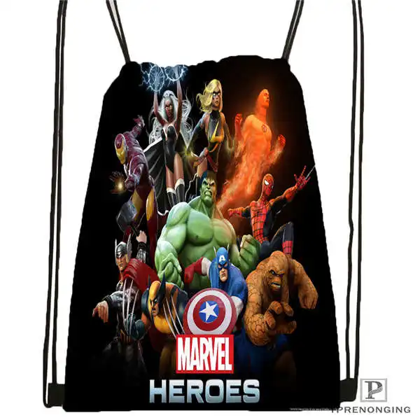 Пользовательские marvel_character_group Drawstring сумка-рюкзак милый рюкзак детский Ранец(черный назад) 31x40 см#2018612-01-18 - Цвет: Drawstring Backpack