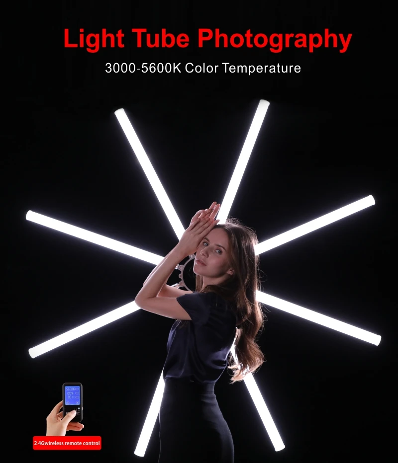Dimmable 3200K-5500K Photography Makeup 6 Tubes Eyes Star LED Video Photo Ring Light Lamp with Tripod for Camera Phone yn111