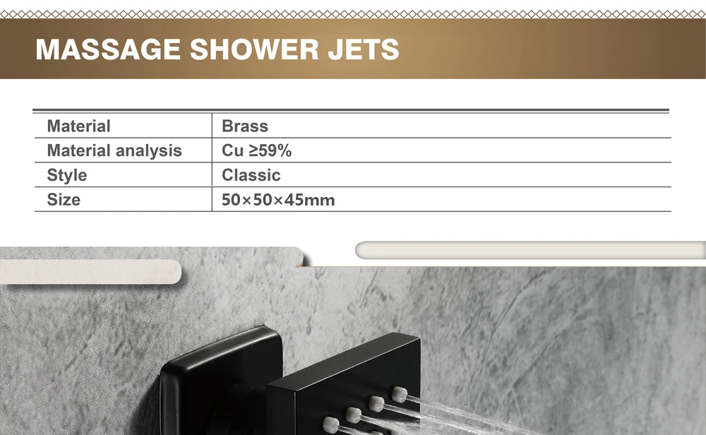 GAPPO массажные душевые струи, черная краска, квадратная душевая струя для тела, спа массаж, латунные аксессуары для ванной комнаты, настенные душевые струи