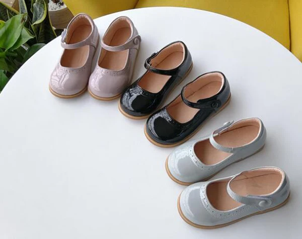 girls shoes mary jane grey pale pink blk patent chaussure zapato nina children shoes for wedding princess formal high end 2019