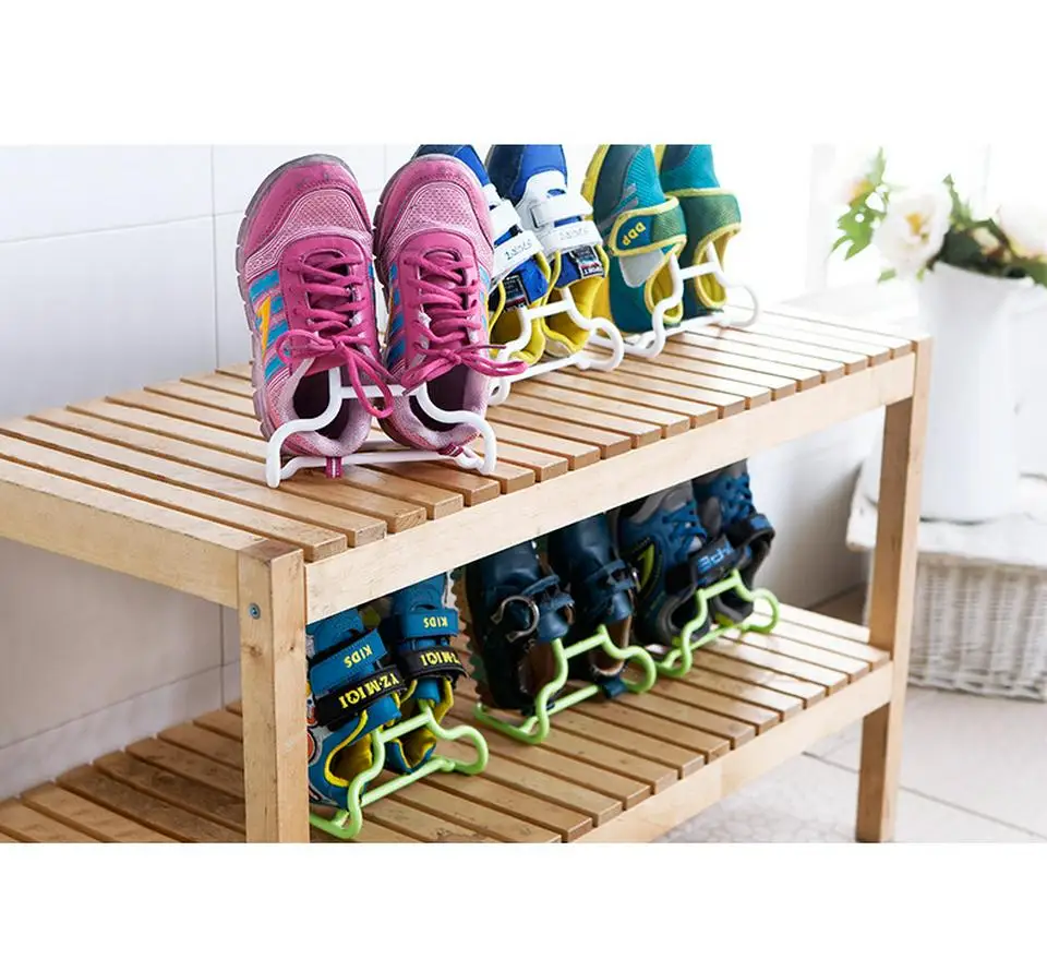 6PCS/Set Multi-Function Children Kids Shoes Hanging Rack Stand Shelf Drying Shoes Hanger Rack Organizer Space Saver Floor Type