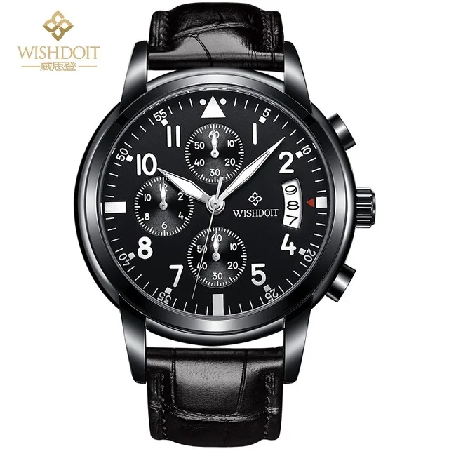 

2017 Mens Watches WISHDOIT Brand Luxury Casual Military Quartz Sport Wrist Watch Leather Strap Male Clock Relogio Masculino Gift