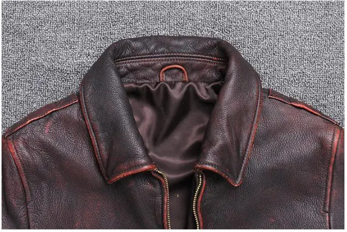 HTB1MIGDRXzqK1RjSZFoq6zfcXXay Free shipping.sales Brand classic A2 coat,mens cowhide Jackets,men's genuine Leather jacket.man vintage brown coat plus size