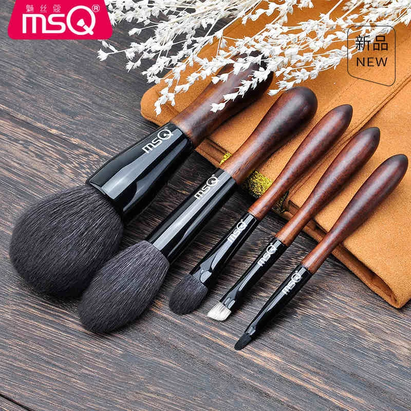 

Professional MSQ 5 Pcs High Quality Animal hair Makeup Brushes Set Powder Makeup Brush Tools Eyebrow Brush Wool Eyeshadow Brush