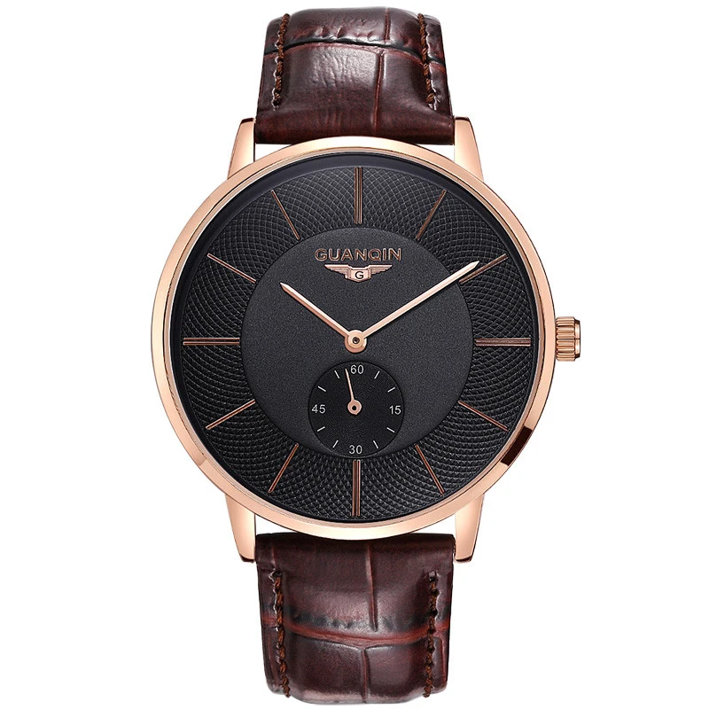 

GUANQIN BJ001 Men Leather strap Wristwatch Luxury Casual Big Dial Quartz Watches Men Relogios Masculino Waterproof Men Watch