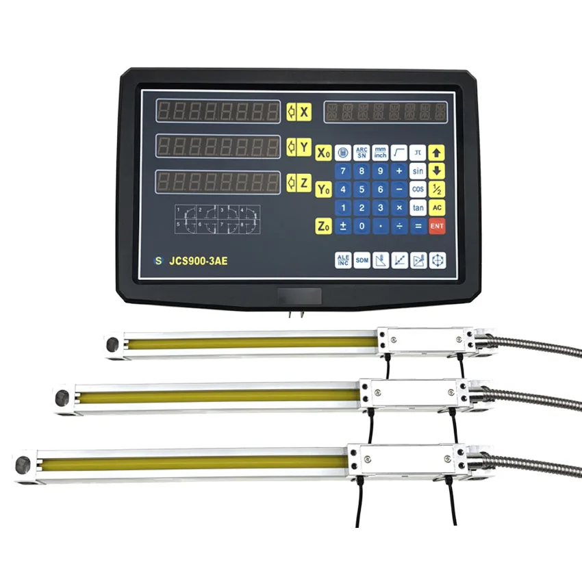

Measuring Set 3 AXIS Dro Digital Readout JCS900-3AE Display Screen + 3 PCS 5u Optical lines 400 500 600 700 800 900 1000mm
